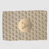 Elegant Vergulde Monogram Golfhanddoek (Horizontaal)