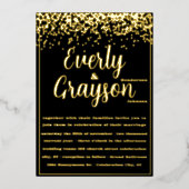 Elegant Veri Black en Gold Confetti Wedding Folie Uitnodiging (Voorkant)