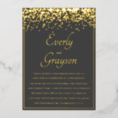 Elegant Veri Charcoal and Gold Wedding Folie Uitnodiging (Voorkant)