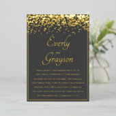 Elegant Veri Charcoal and Gold Wedding Folie Uitnodiging (Staand Voorkant)