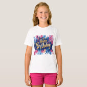 Elegant Verjaardag Meisje T-shirt (Voorkant volledig)