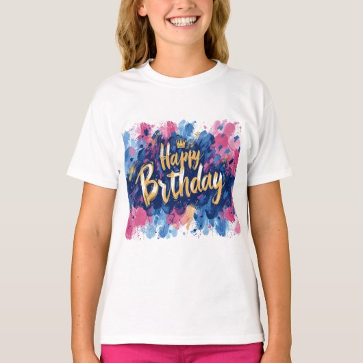 Elegant Verjaardag Meisje T-shirt (Voorkant)