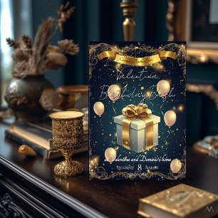Elegant verjaardagscadeau   Elegant goud en marine Kaart