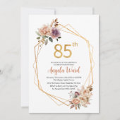 Elegant verjaardagsfeest beige bloemen glitter kaart (Voorkant)