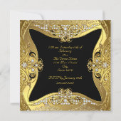 Elegant Verjaardagsfeest Gouden Zwarte Diamanten Kaart (Achterkant)