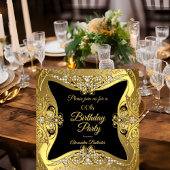 Elegant Verjaardagsfeest Gouden Zwarte Diamanten Kaart