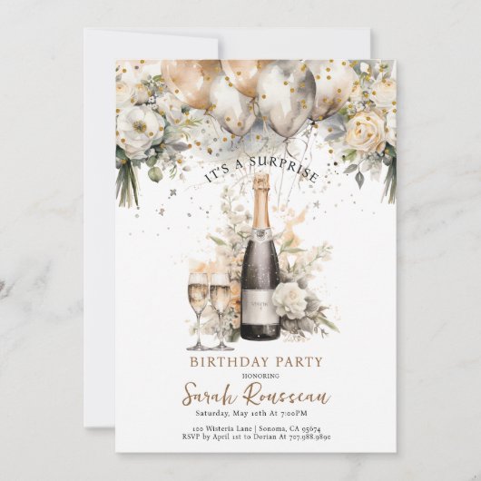 Elegant Verjaardagsfeest met Verrassing Kaart (Voorkant)