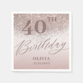 Elegant verjaardagsfeest Roos Gold Glitter Servet (Voorkant)