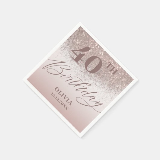 Elegant verjaardagsfeest Roos Gold Glitter Servet (Hoek)