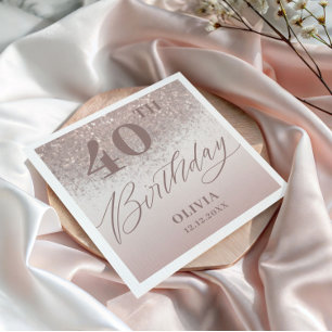 Elegant Verjaardagsfeest Roze Gouden Glitters Servet