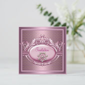 Elegant verjaardagsfeest satijnen roze parel siera kaart (Staand voorkant)