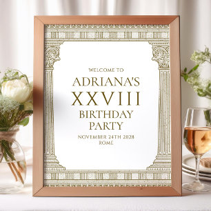 Elegant verjaardagsfeest teken met stenen elemente poster