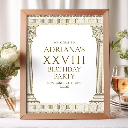 Elegant verjaardagsfeest teken met stenen elemente poster