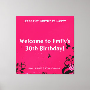 Elegant verjaardagsfeest welkom voetstuk teken canvas afdruk