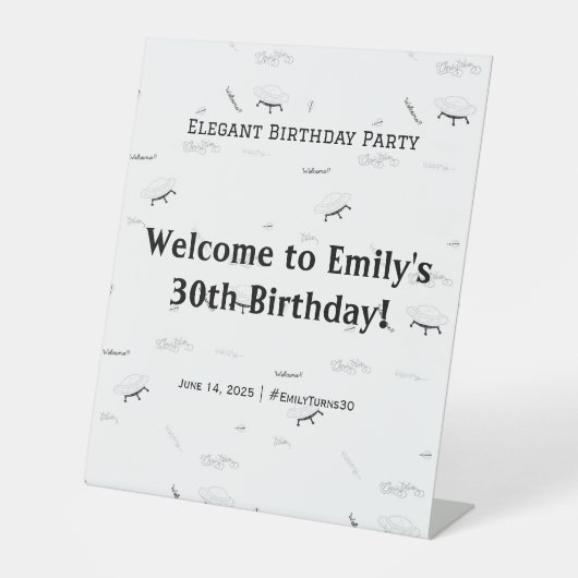 Elegant verjaardagsfeest welkom voetstuk teken reclamebord met voetstuk (Voorkant)