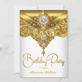 Elegant verjaardagsfeest  White Gold Diamond Kaart (Voorkant)