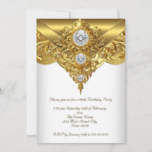 Elegant verjaardagsfeest  White Gold Diamond Kaart (Achterkant)