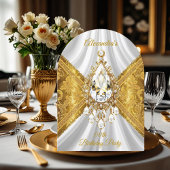 Elegant verjaardagsfeest Wit Goud Diamant Bloemen Kaart