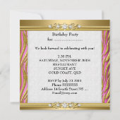 Elegant Verjaardagsfeest Zebra Roze Goud Kaart (Achterkant)