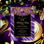 Elegant Verjaardagsfeest Zijde Paarse juweel Goud Kaart