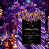 Elegant Verjaardagsfeest Zijde Paarse juweel Goud Kaart