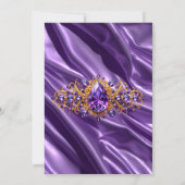 Elegant Verjaardagsfeest Zijde Paarse juweel Goud Kaart (Achterkant)