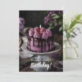 Elegant verjaardagsfeestje van de taart kaart (Staand voorkant)