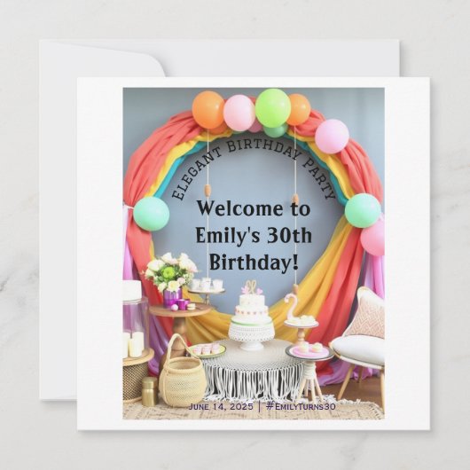 Elegant verjaardagsfeestje welkom save the date (Voorkant)