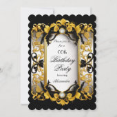 Elegant verjaardagsfeestje Zwart bloemendiamant Go Kaart (Voorkant)