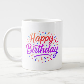 Elegant verjaardagskalligrafie ontwerp grote koffiekop