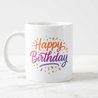 Elegant verjaardagskalligrafie ontwerp grote koffiekop