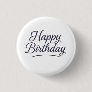 Elegant verjaardagskalligrafie ontwerp ronde button 3,2 cm