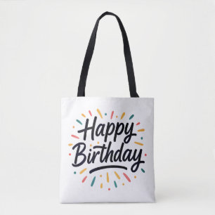 Elegant verjaardagskalligrafie ontwerp tote bag