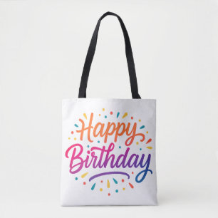Elegant verjaardagskalligrafie ontwerp tote bag