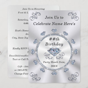 Elegant, Verjaardagsuitnodigingen voor Volwassenen Kaart