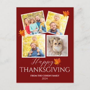 Elegant verlaat Herfst Thanksgiving familiefoto Feestdagenkaart