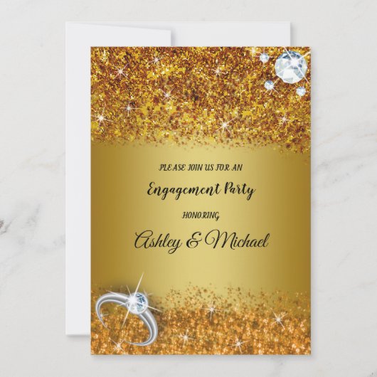 elegant verlofpartij chic gold glitter kaart (Voorkant)
