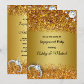 elegant verlofpartij chic gold glitter kaart (Voorkant / Achterkant)