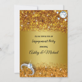 elegant verlofpartij chic gold glitter kaart