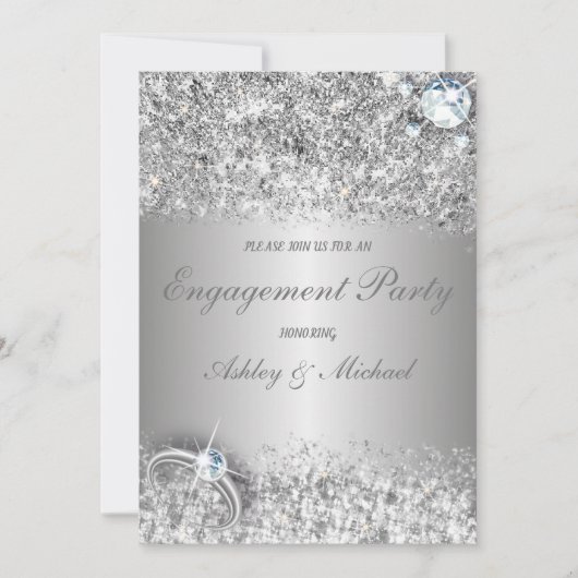 elegant verlofpartij chic Silver glitter Kaart (Voorkant)