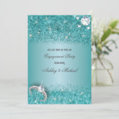 elegant verlofpartij chic turquoise glitter kaart (Staand voorkant)