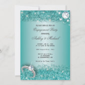 elegant verlofpartij chic turquoise glitter kaart (Achterkant)