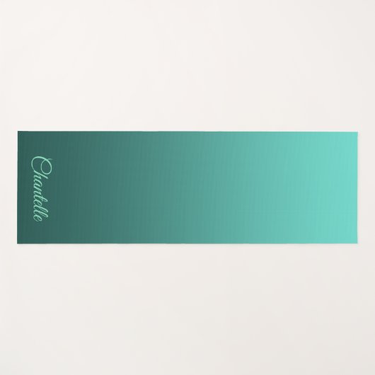 Elegant verloop Blauwgroen met aangepaste naam Yogamat (Voorkant (horizontaal))