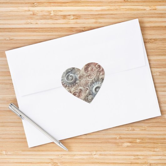 Elegant verloop pastelkleur kantpatroon hart sticker