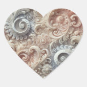 Elegant verloop pastelkleur kantpatroon hart sticker (Voorkant)