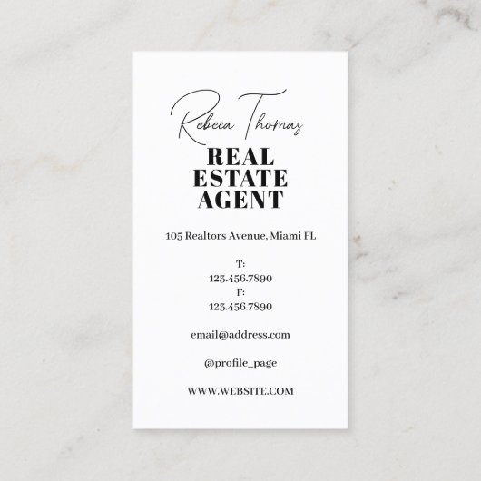 Elegant verloopwit portret visitekaartje (Achterkant)