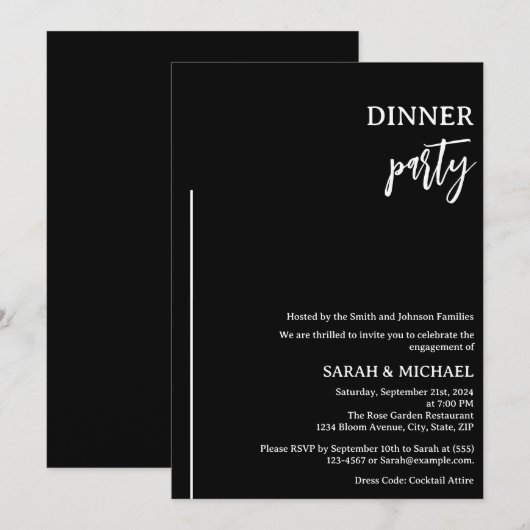 Elegant Verloving diner Kaart (Voorkant / Achterkant)