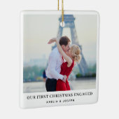 Elegant Verloving | Eerste Kerstmis Verloofde Foto Keramisch Ornament (Rechts)