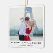 Elegant Verloving | Eerste Kerstmis Verloofde Foto Keramisch Ornament (Links)
