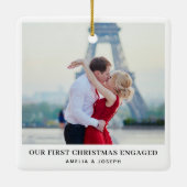 Elegant Verloving | Eerste Kerstmis Verloofde Foto Keramisch Ornament (Achterkant)